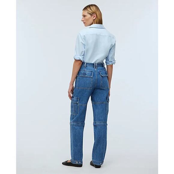 Madewell Baggy Cargo Jeans Baggy Zip-Off Edition Thetford Wash NWT Size 26 - Picture 3 of 13